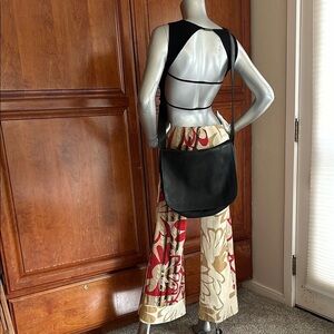 HOBO Black Leather Large Flap Moto Bag